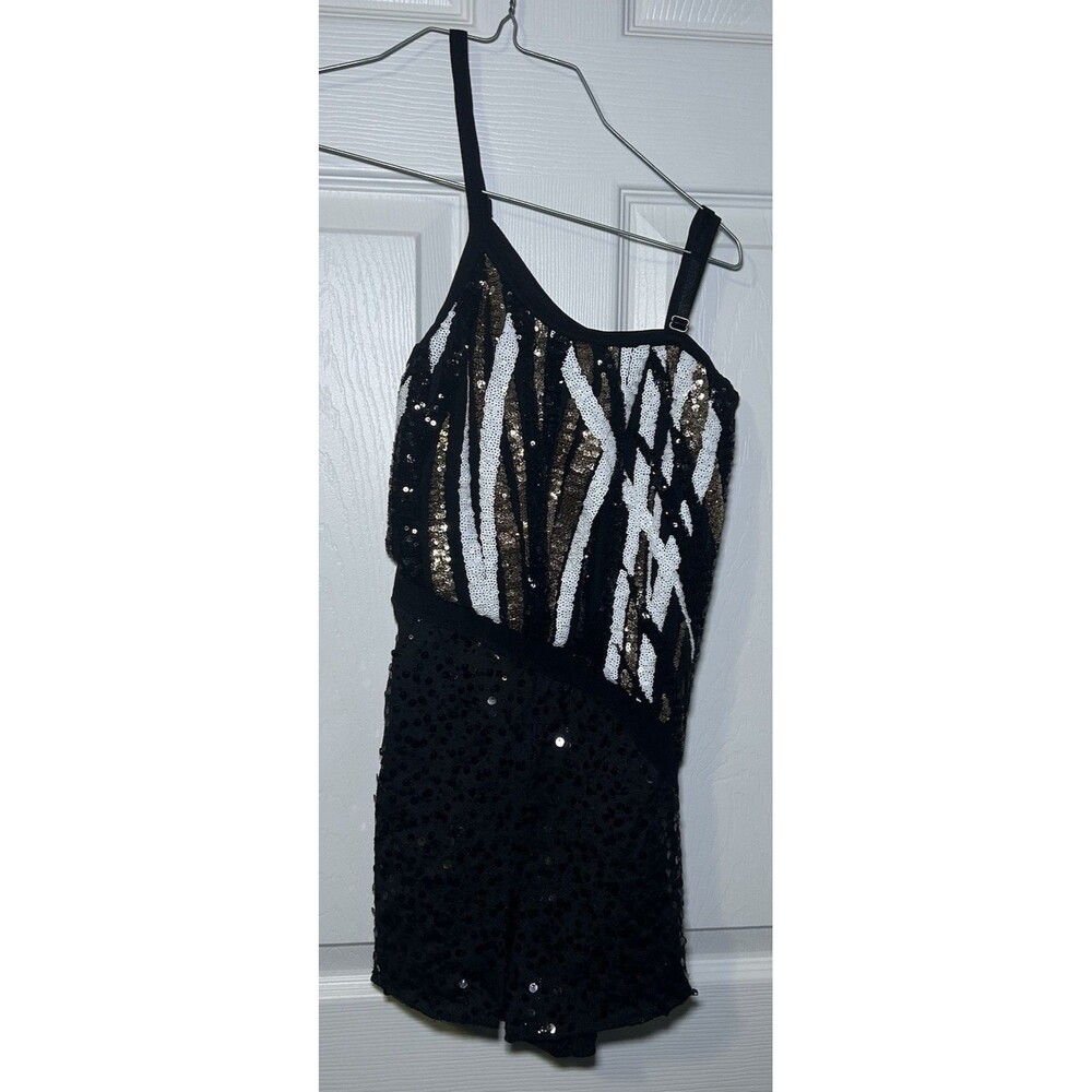 Costume Gallery Youth Girl’s Asymmetrical Sequin Shorts Dance Outfit Size Large